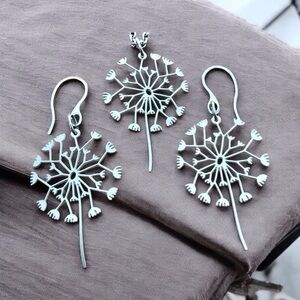 🆕 Dandelions Laser Etched Necklace and Earrings Set Stainless Steel